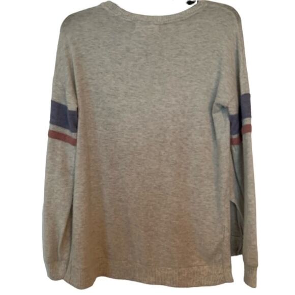 Pinouf XS Gray Stripe Sleeve Lightweight Knit Pullover Sweater - Picture 2 of 5